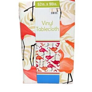Pink Orange Flamingos Vinyl Tablecloth 52" X 90" Polyester PVC-Free Kitchen Gift